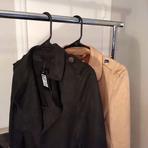 LAST ONE! Faux Suede Trench Coat- Taupe - Picture 12 of 12